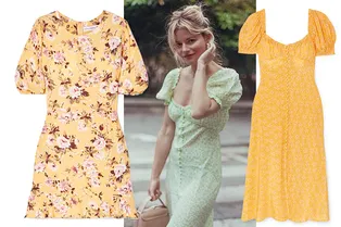 От мини до макси: 13 романтичных платьев с рукавами-фонариками