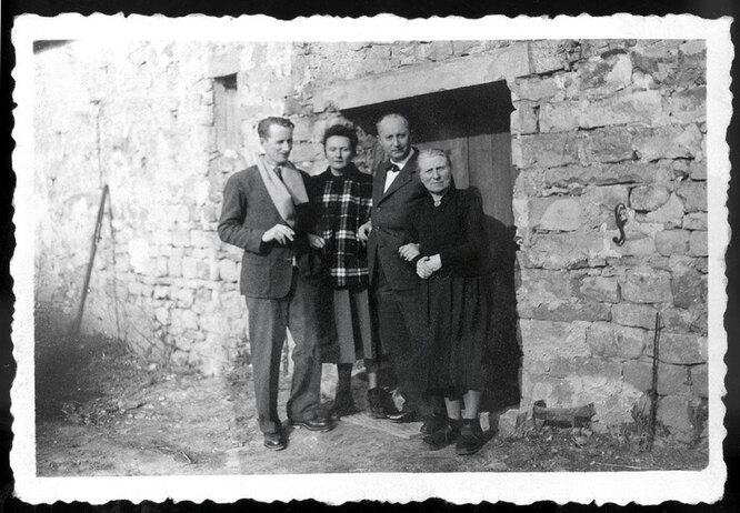Эрве, Катрин, Кристиан и Марта после освобождения Катрин из концлагеря в 1945 году