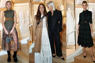 Роми Стрейд, Мария Грация Кьюри и Карли Клосс на открытии бутика Dior на Елисейских Полях