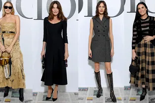 Деми Мур, Карла Бруни, Кара Делевинь и Елена Перминова на показе Dior