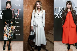 Даша Веледеева, Владимир Познер, Наталья Гольденберг на открытии выставки «Пикассо & Хохлова»