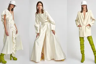 Платья-жакеты, кожаные пальто и «разрезанные» ботфорты в весенне-летней коллекции Alexander Arutyunov