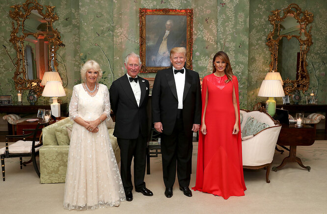 Герцогиня Камилла, принц Чарльз, Дональд и Мелания Трамп