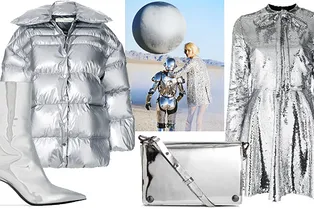Космическая одиссея: 20 пуховиков, сумок, пальто и юбок цвета металлик