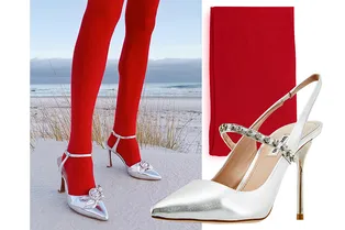 Яркие колготки плюс красивые лодочки — лучшее комбо для серых будней