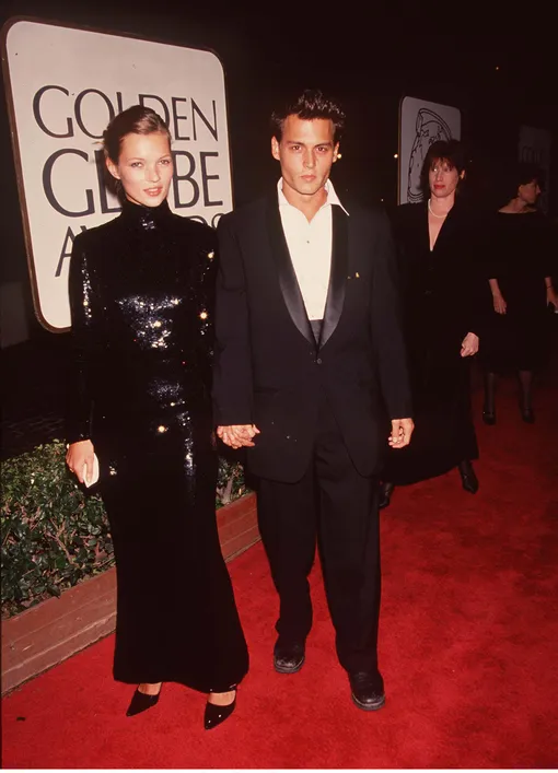 Кейт Мосс и Джонни Депп на церемонии «Золотой Глобус», 1995