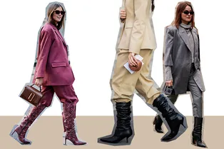 Строгие брюки, заправленные в сапоги: любимый прием звезд стритстайла