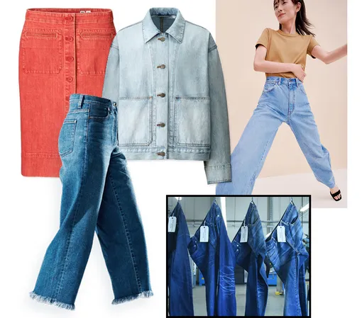 Юбка, джинсы и рубашка, Uniqlo