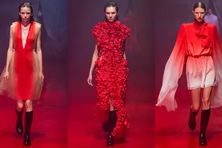 Плащи мясника, «кровавые» принты и роковые платья на весенне-летнем показе Viva Vox