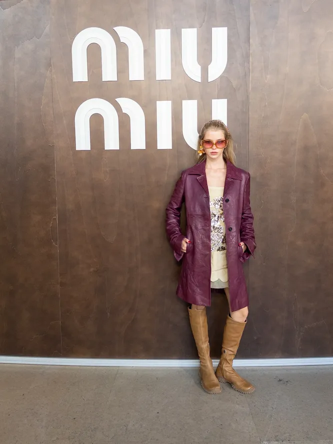 Алла Брулетова на показе Miu Miu