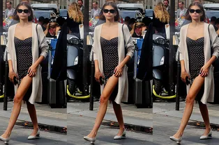 Платье в горошек и уютный кардиган: одеться на свидание как Кайя Гербер