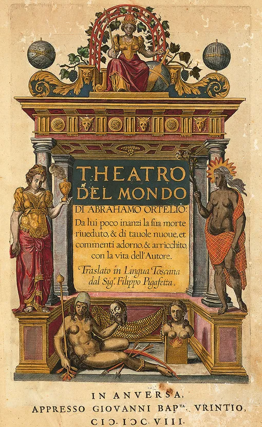 Титульный лист итальянского издания атласа Абрахама Ортелиуса Theatrum Orbis Terrarum. 1608