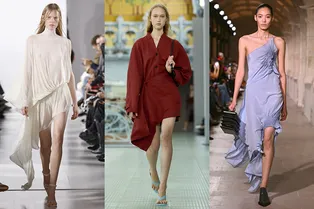 Платье с асимметричным подолом на лето-2026: выбор Loewe, Alaïa и Victoria Beckham Платье с асимметричным подолом на лето-2026: выбор Loewe, Alaïa и Victoria Beckham