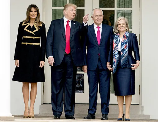 Мелания и Дональд Трамп с премьер-министром Австралии и его супругой