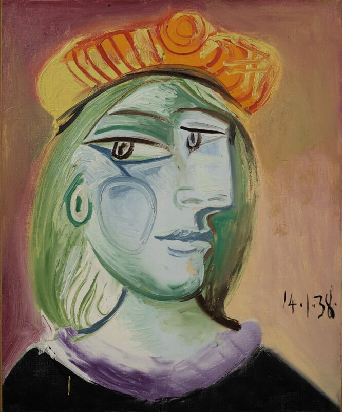 «Женщина в оранжевом берете и меховом воротнике», Пабло Пикассо