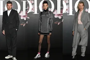 Белла Хадид, Кейт Мосс и Дэвид Бекхэм на показе Dior Men в Токио