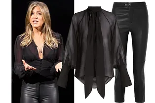 Кожаные брюки и прозрачная блузка: идеальное комбо
