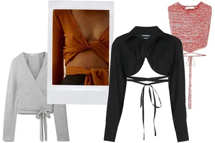 7 модных топов с переплетениями, которые подчеркнут талию