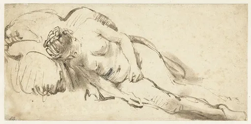 Nude Woman Resting on a Cushion, Rembrandt Harmensz. van Rijn, c. 1658 Nude Woman Resting on a Cushion, Rembrandt Harmensz. van Rijn, c. 1658