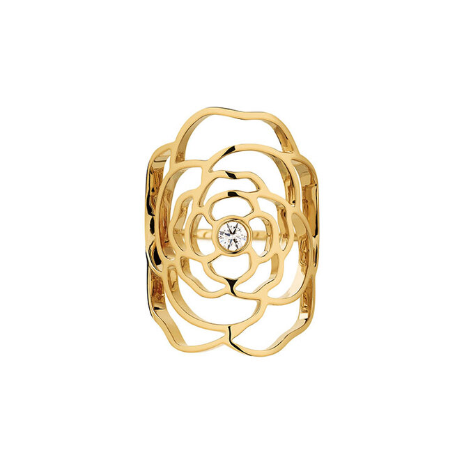 Ring in 18K yellow gold and one center diamond
