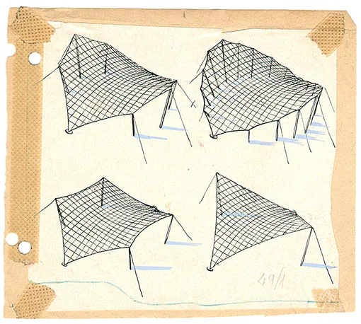 Фрай Отто. Эскиз мембранных конструкций, 1967