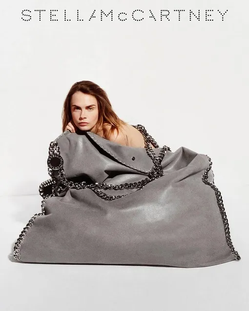 Кара Делевинь в рекламной кампании сумки Falabella, 2024 год Кара Делевинь в рекламной кампании сумки Falabella, 2024 год