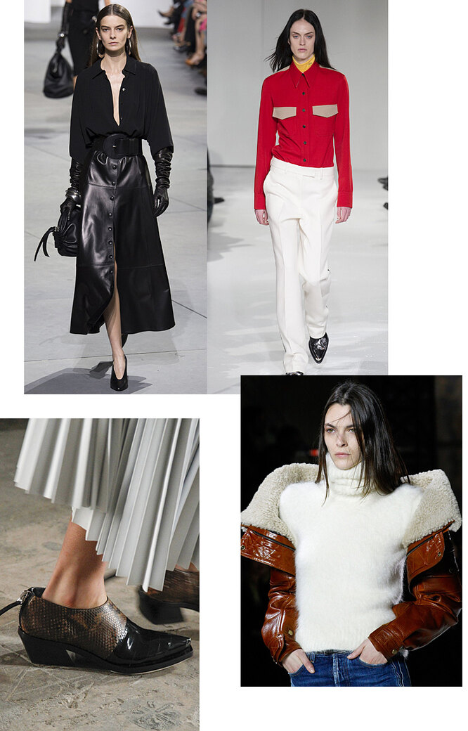 Слева направо: Proenza Schouler, Michael Kors Collection, Calvin Klein Collection и Saint Laurent осень-зима 2017