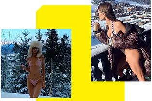 Яблоки на снегу: зачем светские девушки в купальниках захватили лыжные курорты