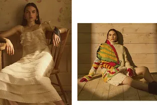 Цветочные платья, стеганые костюмы и «бабушкин» трикотаж в коллекции Tory Burch