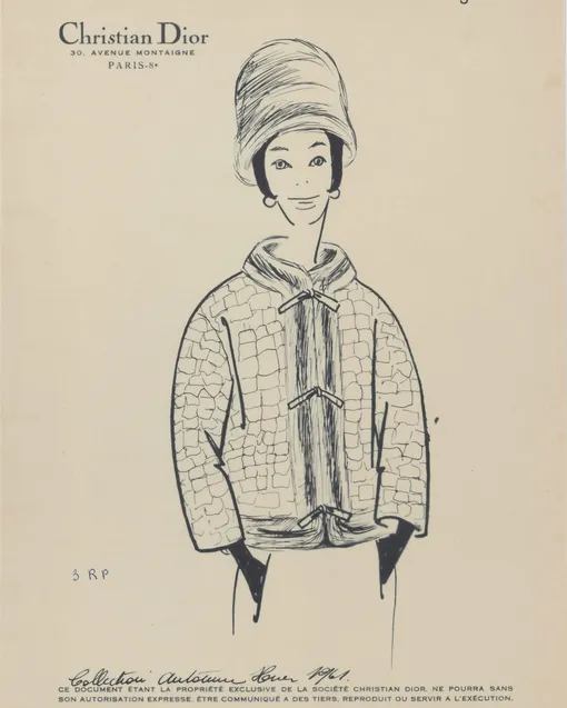 Эскиз куртки«Чикаго» (Chicago) из коллекции Dior осень-зима 1960/61 Эскиз куртки«Чикаго» (Chicago) из коллекции Dior осень-зима 1960/61
