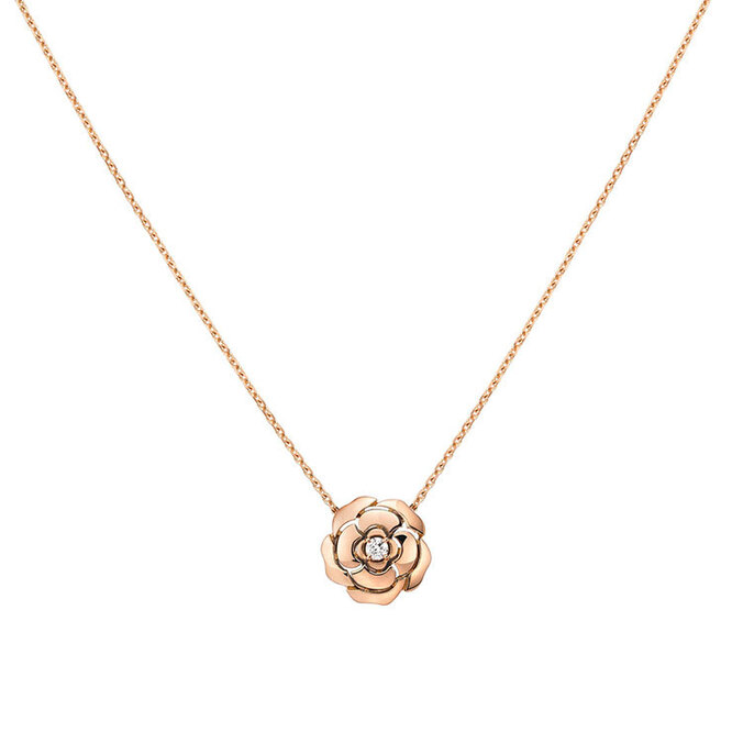 Pendant in 18K pink gold and one center diamond