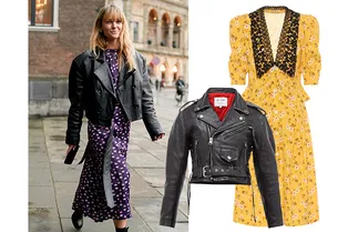 Носите женственные платья в цветок с «хулиганскими» куртками