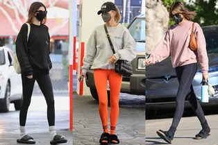 Модный прием: носите леггинсы с высокими носками и тапочками