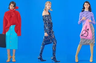 Платья с флагами, рваные свитеры и очень длинные джинсы в круизной коллекции Balenciaga