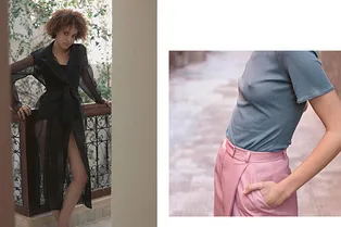 Шелковые блузы, брюки палаццо и конфетного цвета костюмы в коллекции MY812