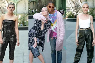 Кара Делевинь, Кристен Стюарт, Кэти Перри и Фаррелл на показе Chanel Haute Couture