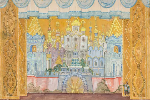 Александр Бенуа. Эскиз декорации к спектаклю «Царевна Лебедь», 1928 Александр Бенуа. Эскиз декорации к спектаклю «Царевна Лебедь», 1928