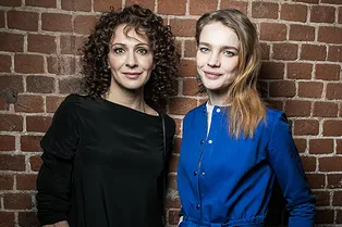 Наталья Водянова, Полина Киценко и Ксения Раппопорт на пресс-конференции в ЦДК