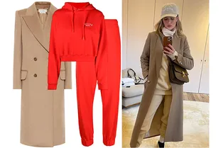 Носите спортивный костюм со строгим пальто, как Роузи Хантингтон-Уайтли