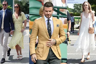 Пиппа Миддлтон, Дэвид Бекхэм и Сьюки Уотерхаус на Уимблдонском турнире