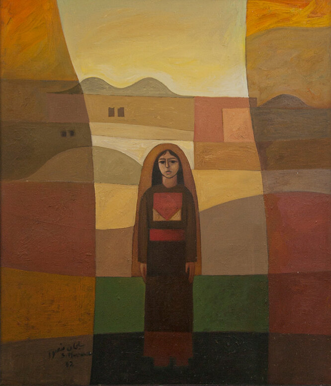 Sliman Mansour. Girl in the Village, 1982 (Gallery One)