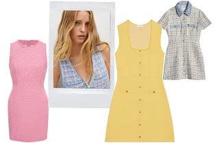 Носите платья из твида с тонким темешком на талии, как королева Летиция