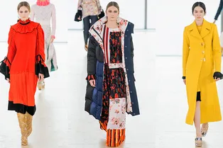 Романтичные платья, суровые бушлаты и пуховики в цветочек в коллекции Tory Burch