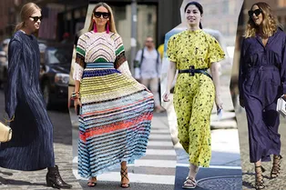 12 идей, с чем носить струящиеся макси-платья свободного кроя