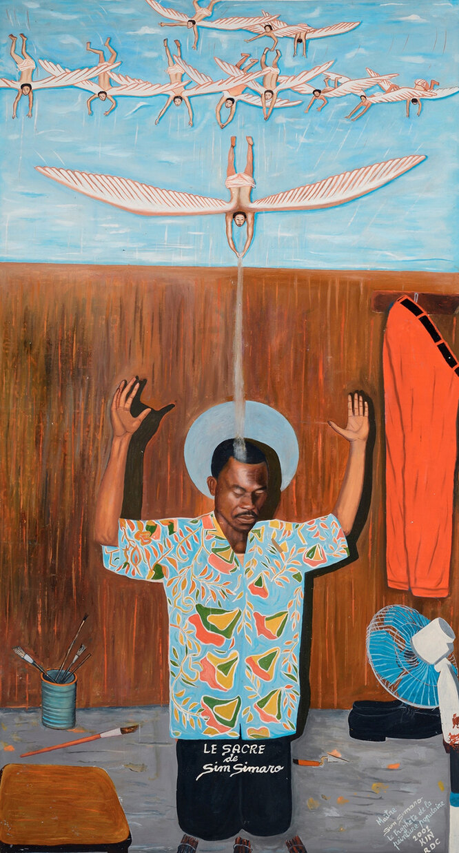 «Вознесение Сима Симаро». Киншаса, 2001. Холст, масло. Коллекция Королевского музея Центральной Африки, Тервюрен