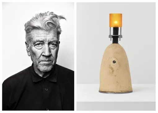 Слева направо: Portrait of David Lynch, Photography by Josh Telles; David Lynch, White Table Top Lamp (2022)