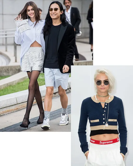 Кайя Гербер и Александр Вонг на CFDA Fashion Awards 2018; Кара Делевинь на показе Chanel, 2017 год