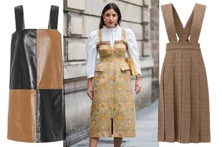 Модная униформа: этой осенью носите сарафаны с белой рубашкой