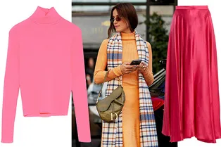 Шелковая юбка и водолазка в тон: самое модное комбо осени