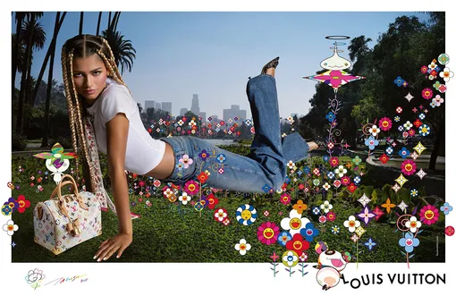 Зендея в рекламной кампании Louis Vuitton x Takashi Murakami 2025 Зендея в рекламной кампании Louis Vuitton x Takashi Murakami 2025